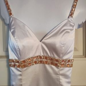 White & Gold Prom dress Riva Designs